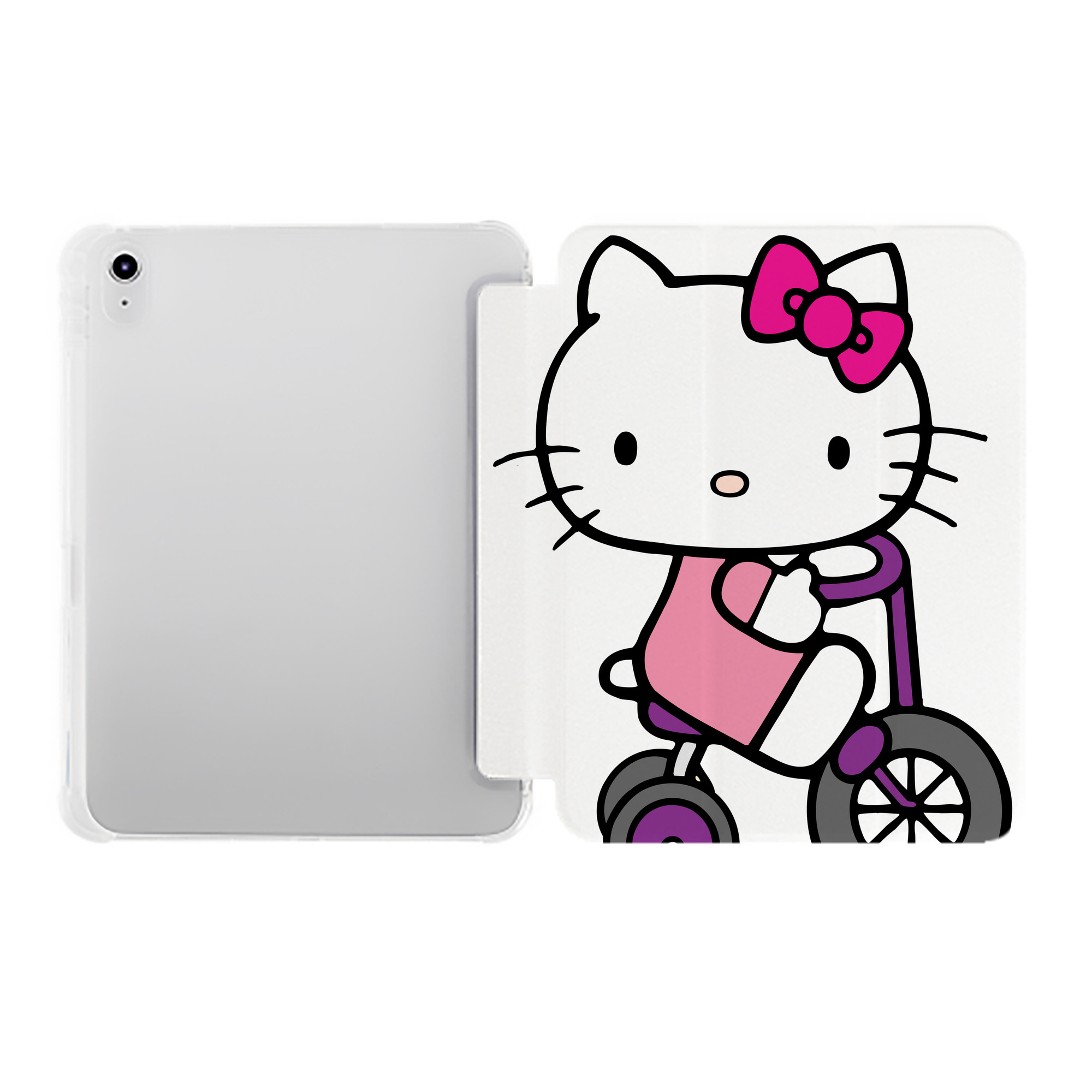 （画像用） Hello Kitty ハローキティ IPad ケース ペン収納付き 三つ折りスタンド PUレザー×シリコン 対応機種9.5/10.5/10.9インチ